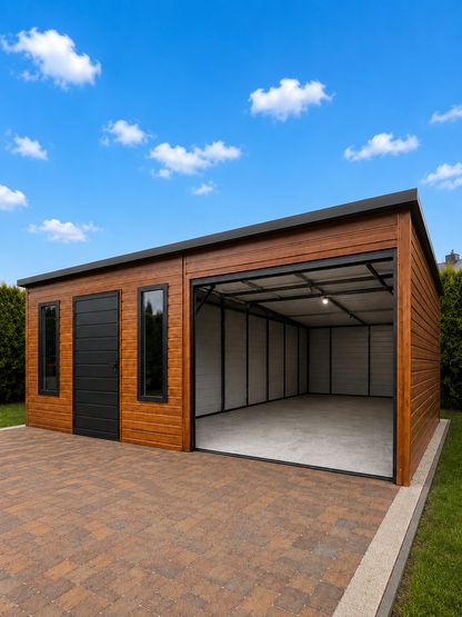 Premium garáž 8 × 6 m v dekoru dřeva