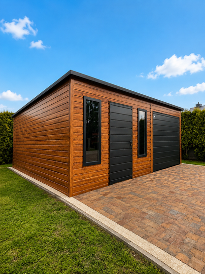 Premium garáž 8 × 6 m v dekoru dřeva