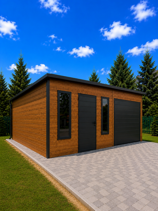 Premium garáž 8 × 6 m v dekoru dřeva