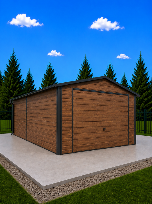 Plechová garáž 4 x 6 m - Ořech - Standard