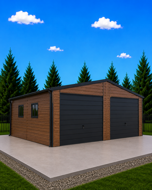Plechová garáž 7 x 6 m - Ořech - Standard