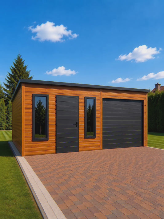 Premium garáž 8 × 6 m v dekoru dřeva